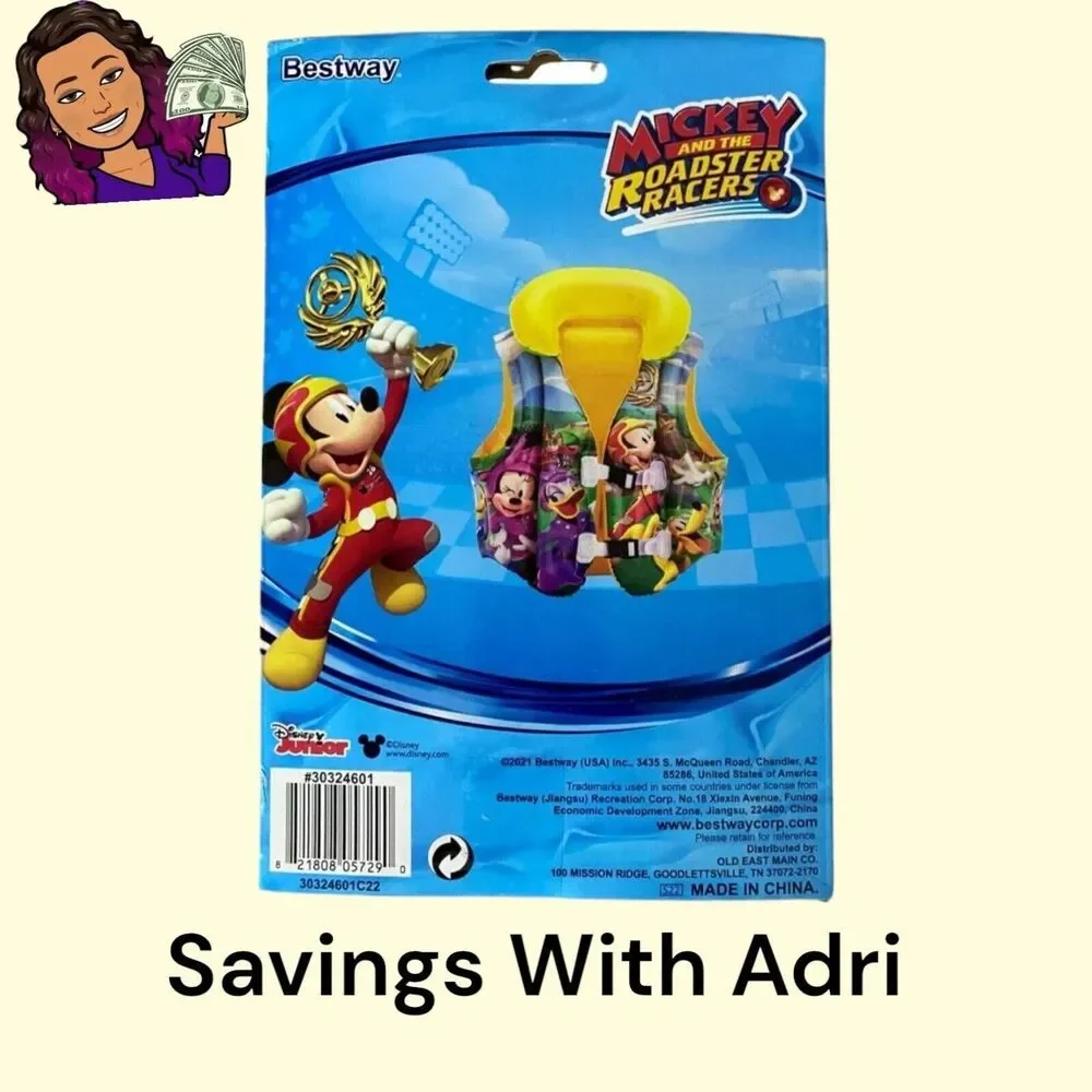 Bestway Mickey Roadster Racer Toddler Child Inflatable Swim Vest 3 to 6